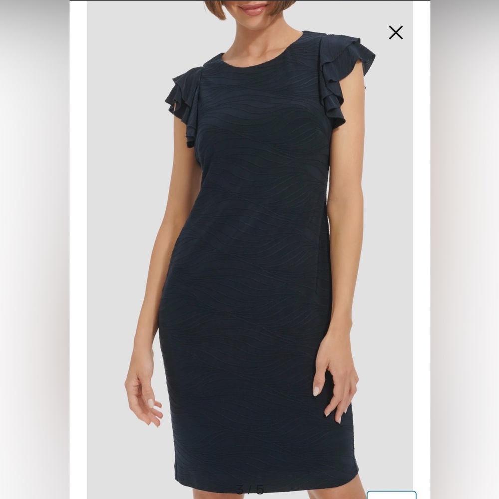 Tommy Hilfiger Flutter Sleeve Textured Jersey Minidress - Picture 3 of 9